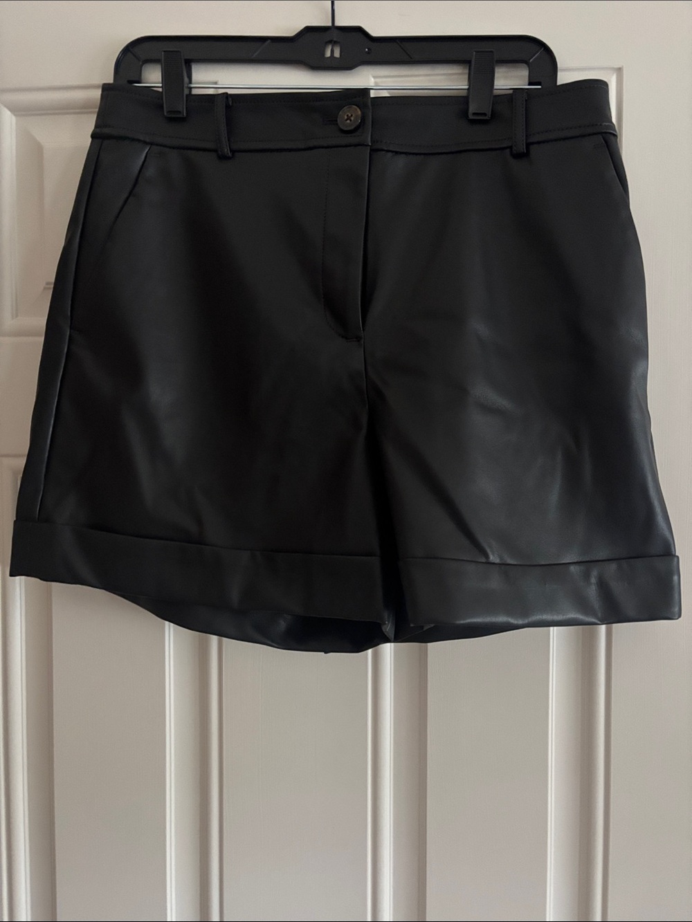 LOFT Black Faux Leather Cuffed Women's Shorts